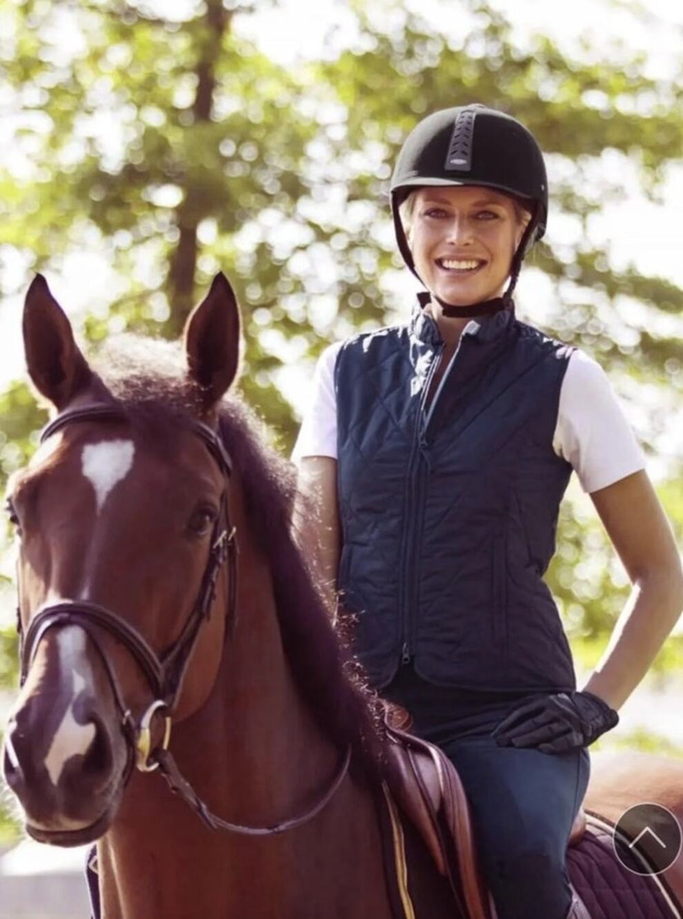 EOUS Equestrian Women Horse Horseback Riding Clasic Navy Blue Quilted Vest Small